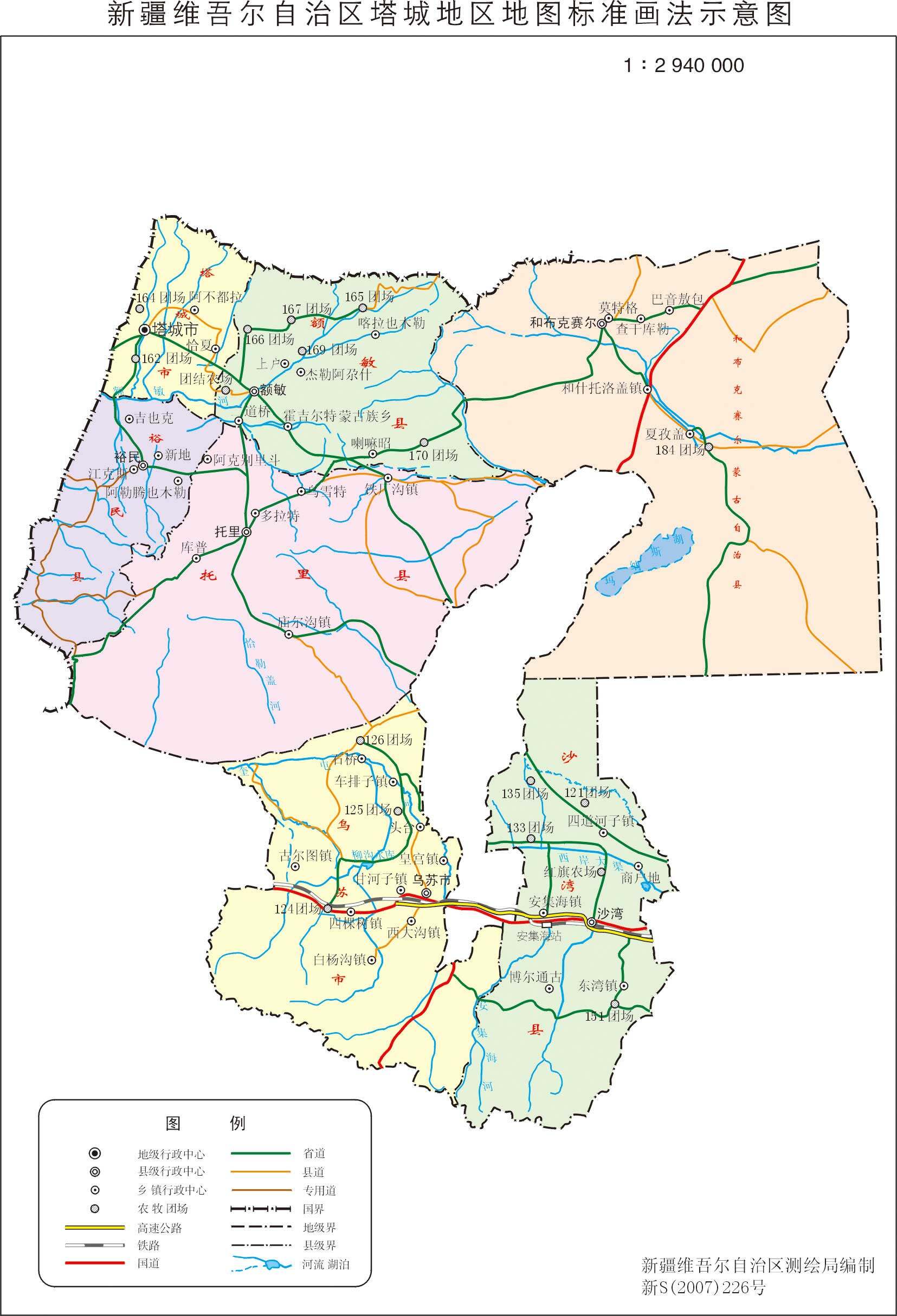 新疆塔城地区政区地图